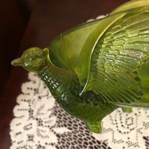 Vintage Jeanette Green Pheasant Bowl